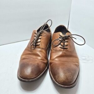 Kenneth Cole Reaction Jean-Ial Mens Brown Leather Perforated Cap Toe Oxfords 11